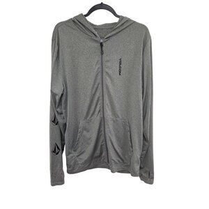 Volcom Mens Large Gray Hooded Zip-Up Jacket With Pockets 4130